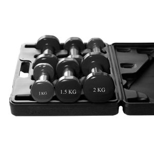 Набір гантелей в кейсі 9 кг. PowerPlay 4121 Fitness Dumbells (2шт.*1кг. 2шт.*1,5кг. 2шт.*2кг.) - Зображення 3