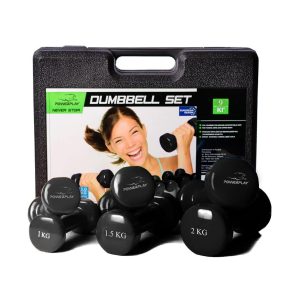 Набір гантелей в кейсі 9 кг. PowerPlay 4121 Fitness Dumbells (2шт.*1кг. 2шт.*1,5кг. 2шт.*2кг.) - Зображення 1