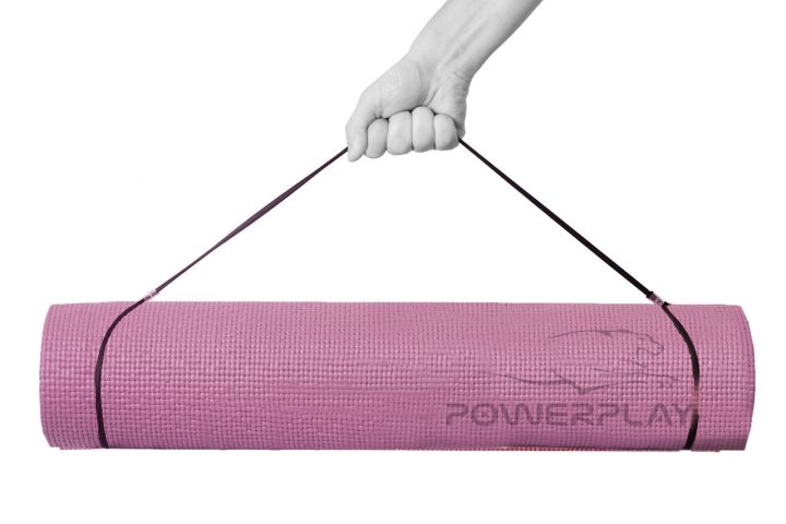 Килимок для йоги та фітнесу PowerPlay 4010 PVC Yoga Mat Рожевий (173x61x0.6) - Зображення 3