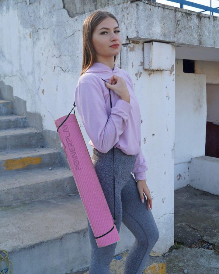 Килимок для йоги та фітнесу PowerPlay 4010 PVC Yoga Mat Рожевий (173x61x0.6) - Зображення 7