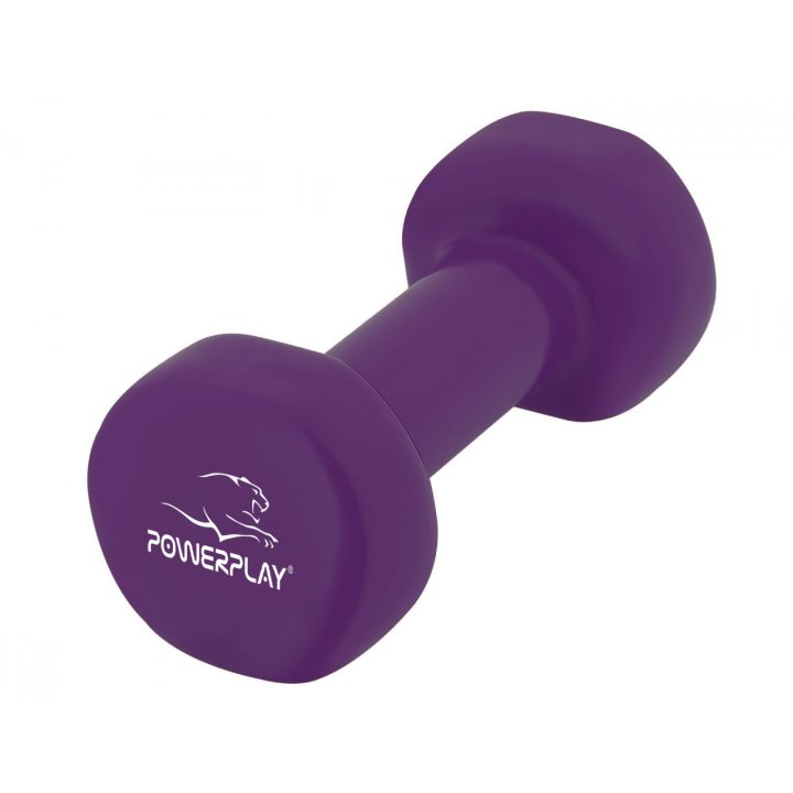 Гантелі вінілові PowerPlay 4125 Achilles 2*2.5 кг. Фіолетові (пара - 2шт.) + Резинка для фітнесу 7,5кг - Зображення 5