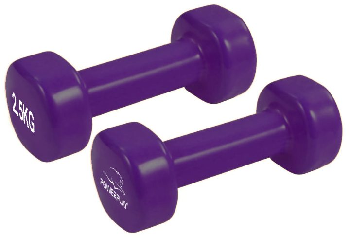 Гантелі вінілові PowerPlay 4125 Achilles 2*2.5 кг. Фіолетові (пара - 2шт.) + Резинка для фітнесу 7,5кг - Зображення 6