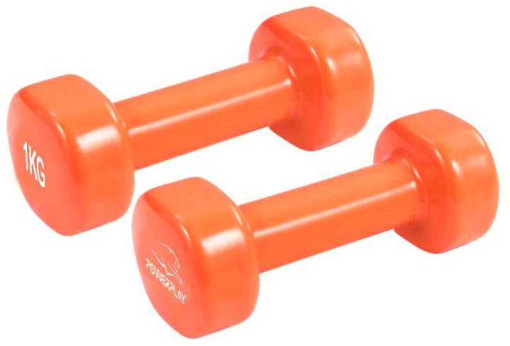 Гантелі вінілові PowerPlay 4125 Achilles 2*1 кг. Помаранчеві (пара - 2шт.) + Резинка для фітнесу 7,5кг - Зображення 6
