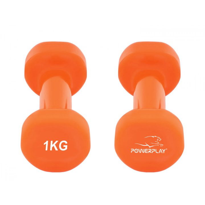 Гантелі вінілові PowerPlay 4125 Achilles 2*1 кг. Помаранчеві (пара - 2шт.) + Резинка для фітнесу 7,5кг - Зображення 7
