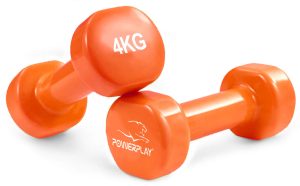 Гантелі вінілові PowerPlay 4125 Achilles 2*4 кг. Помаранчеві (пара - 2шт.) + Резинка для фітнесу 7,5кг - Зображення 2