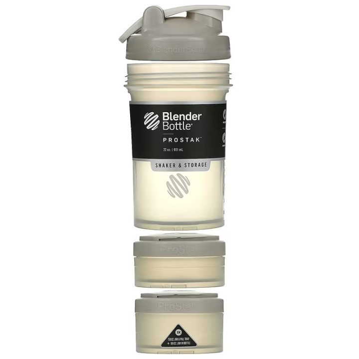 Шейкер спортивний BlenderBottle ProStak 22oz/650ml з 2-ма контейнерами Grey - Зображення 5