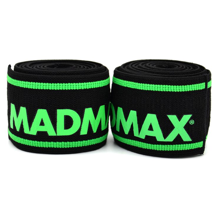 Бинти на коліна MadMax MFA-299 Non slide & slip knee wraps 2.0m Black/Green - Зображення 3