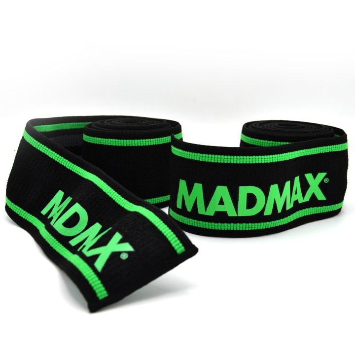 Бинти на коліна MadMax MFA-299 Non slide & slip knee wraps 2.0m Black/Green - Зображення 7