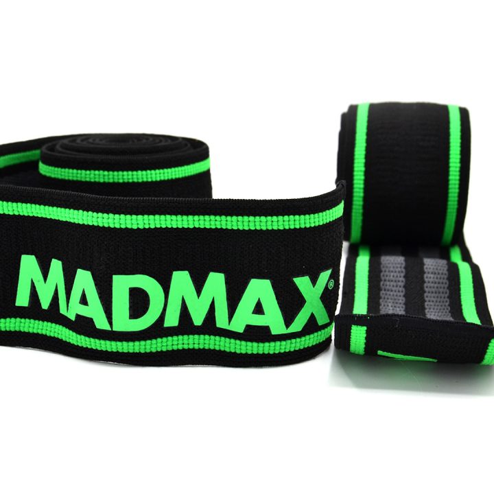 Бинти на коліна MadMax MFA-299 Non slide & slip knee wraps 2.0m Black/Green - Зображення 6
