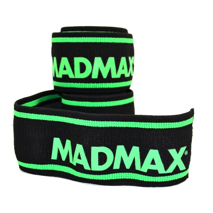 Бинти на коліна MadMax MFA-299 Non slide & slip knee wraps 2.0m Black/Green - Зображення 8