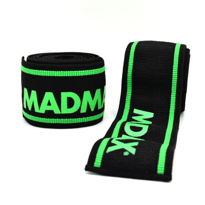 Бинти на коліна MadMax MFA-299 Non slide & slip knee wraps 2.0m Black/Green - Зображення 5