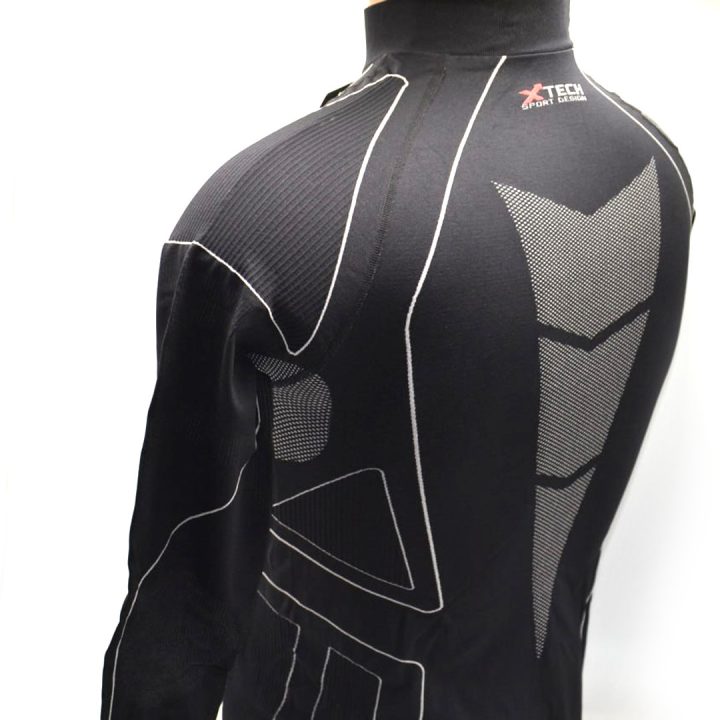 Термокофта з комірцем (лонгслів) X TECH Maglia Race 3 Munica Lunga lupetto Nero L/XL Чорна - Зображення 5