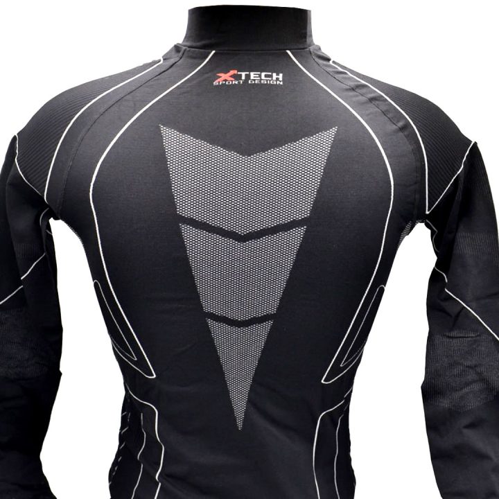 Термокофта з комірцем (лонгслів) X TECH Maglia Race 3 Munica Lunga lupetto Nero L/XL Чорна - Зображення 6