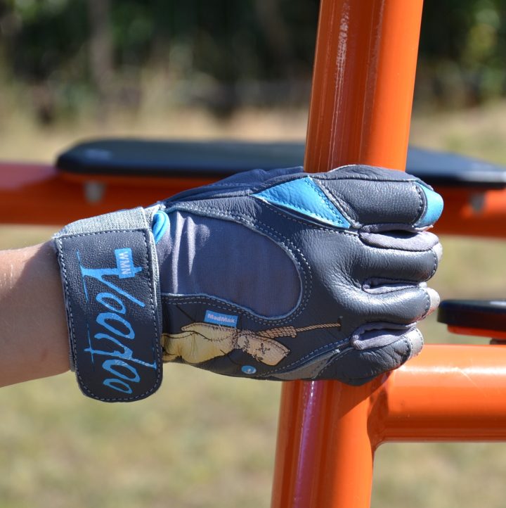 Рукавички для фітнесу MadMax MFG-921 Voodoo Mid grey/light blue S - Зображення 7