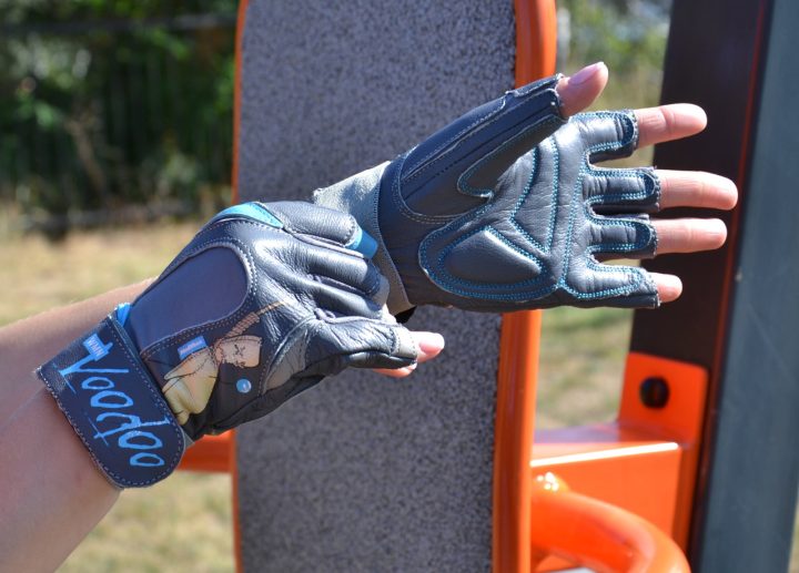 Рукавички для фітнесу MadMax MFG-921 Voodoo Mid grey/light blue S - Зображення 8