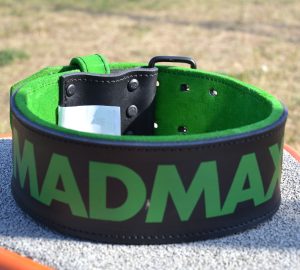 Пояс для важкої атлетики MadMax MFB-302 Quick Release Belt  шкіряний Black/Green XL - Зображення 5