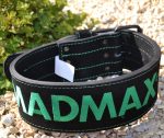 Пояс для важкої атлетики MadMax MFB-301 Suede Single Prong шкіряний Black/Green XL - Зображення 2