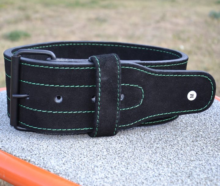 Пояс для важкої атлетики MadMax MFB-301 Suede Single Prong шкіряний Black/Green XL - Зображення 4