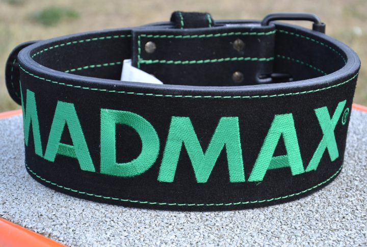 Пояс для важкої атлетики MadMax MFB-301 Suede Single Prong шкіряний Black/Green M - Зображення 3