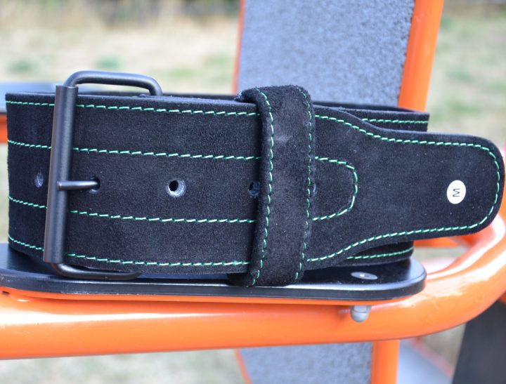 Пояс для важкої атлетики MadMax MFB-301 Suede Single Prong шкіряний Black/Green XXL - Зображення 6