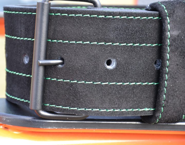 Пояс для важкої атлетики MadMax MFB-301 Suede Single Prong шкіряний Black/Green M - Зображення 7