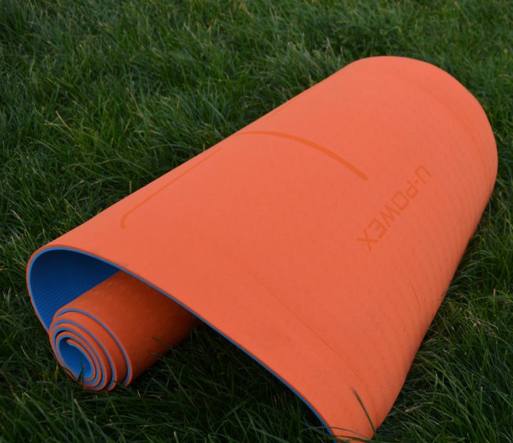 Килимок для йоги та фітнесу U-POWEX TPE Yoga mat Orange/Blue (183х61х0.6) - Зображення 5