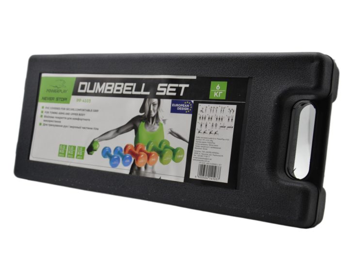 Набір гантелей в кейсі 6 кг. PowerPlay 4103 Fitness Dumbells (2шт.*0,5кг. 2шт.*1кг. 2шт.*1,5кг.) - Зображення 7