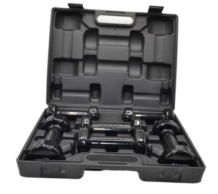 Набір гантелей в кейсі 9 кг. PowerPlay 4121 Fitness Dumbells (2шт.*1кг. 2шт.*1,5кг. 2шт.*2кг.) - Зображення 4