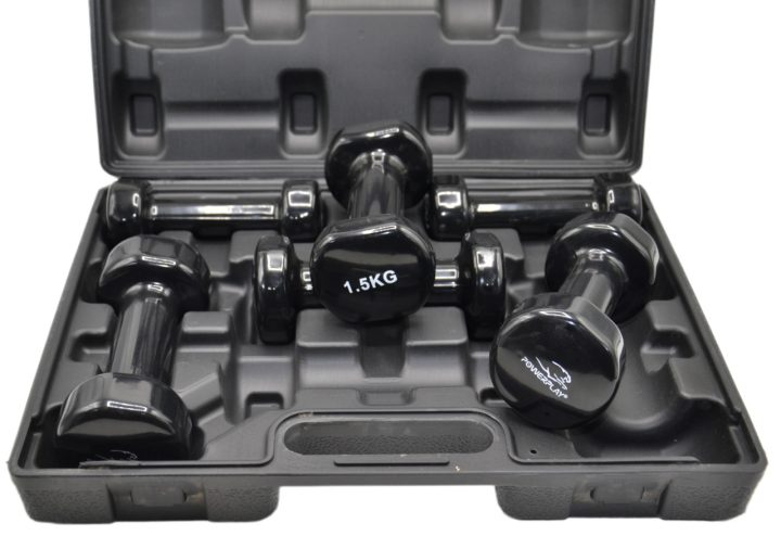 Набір гантелей в кейсі 9 кг. PowerPlay 4121 Fitness Dumbells (2шт.*1кг. 2шт.*1,5кг. 2шт.*2кг.) - Зображення 5