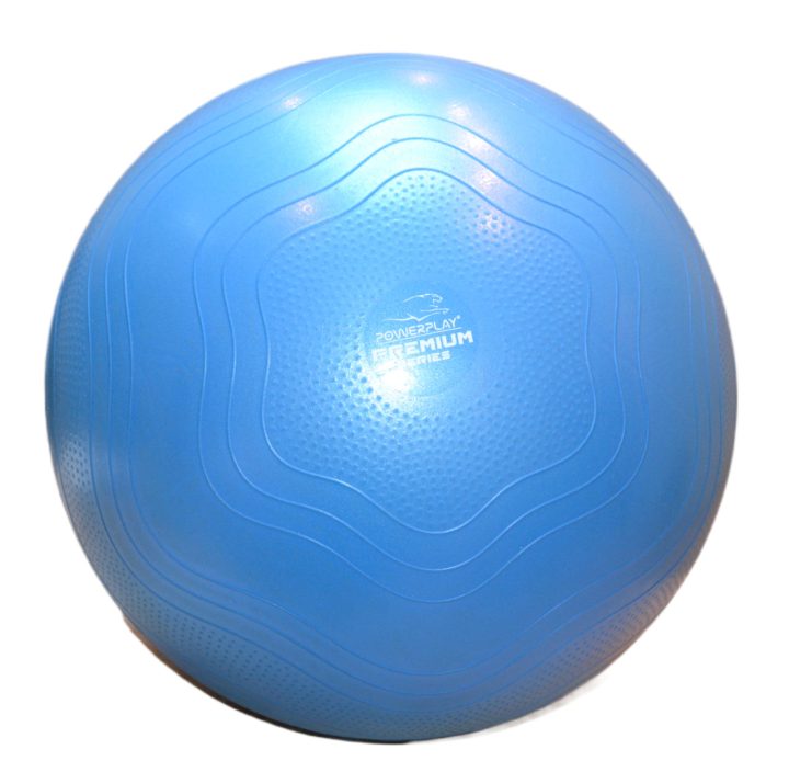М'яч для фітнесу (фітбол) укріплений PowerPlay 4000 Ø65 cm Premium Gymball Anti-Burst Синій + помпа - Зображення 2