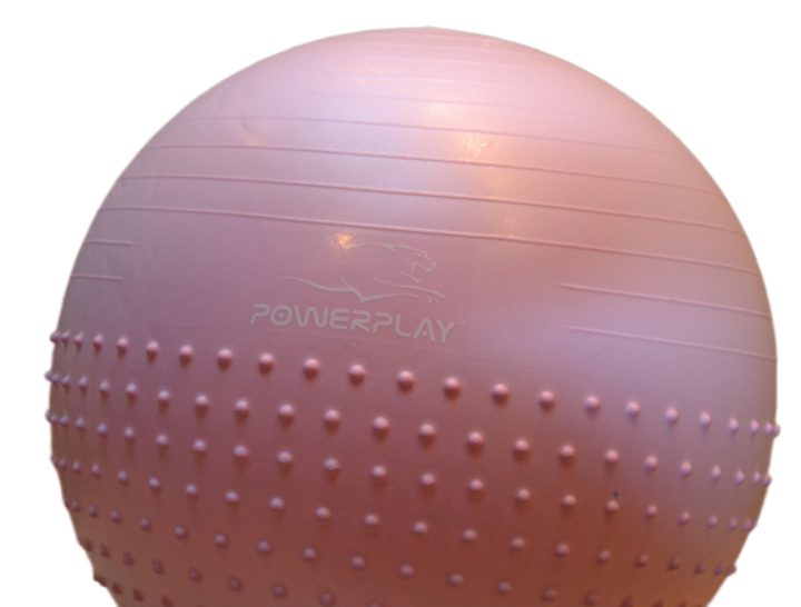 М'яч для фітнесу (фітбол) напівмасажний PowerPlay 4003 Ø65 cm Gymball Ліловий + помпа - Зображення 8