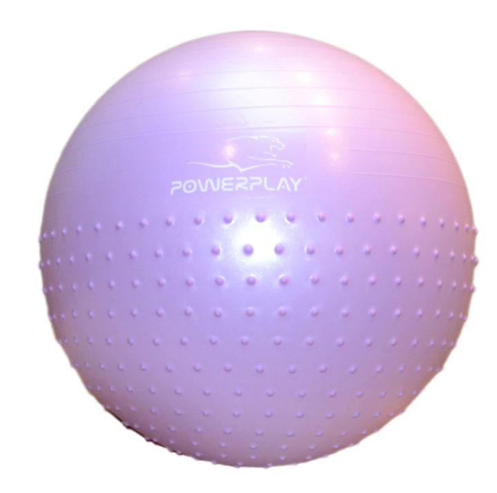 М'яч для фітнесу (фітбол) напівмасажний PowerPlay 4003 Ø75 cm Gymball Бузковий + помпа - Зображення 6
