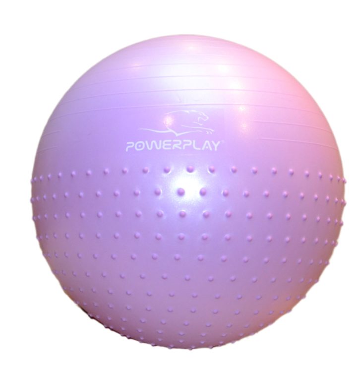 М'яч для фітнесу (фітбол) напівмасажний PowerPlay 4003 Ø75 cm Gymball Бузковий + помпа - Зображення 5