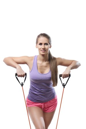Трубчастий еспандер для фітнесу з ручками U-POWEX Latex resistance tube 20LB Green (9 кг.) - Зображення 5