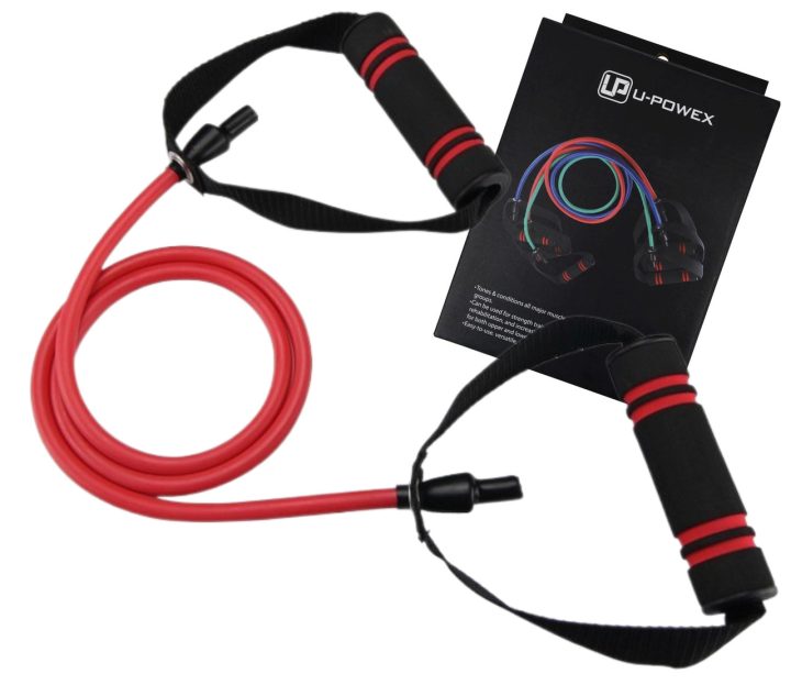 Трубчастий еспандер для фітнесу з ручками U-POWEX Latex resistance tube 30LB Red (13.5кг.) - Зображення 2