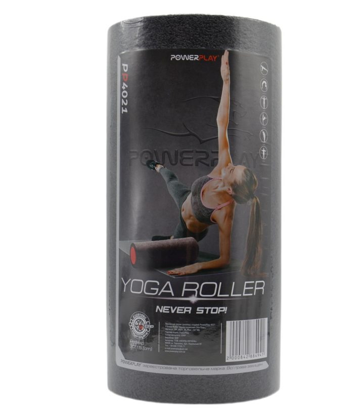 Масажний ролик (роллер) гладкий PowerPlay 4021 Fitness Roller Чорно-червоний (30x15см.) - Зображення 9