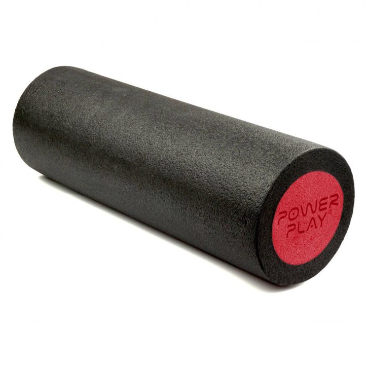 Масажний ролик (роллер) гладкий PowerPlay 4021 Fitness Roller Чорно-червоний (30x15см.) - Зображення 4