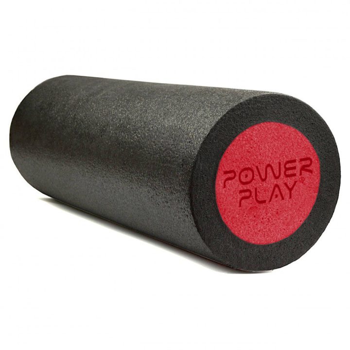 Масажний ролик (роллер) гладкий PowerPlay 4021 Fitness Roller Чорно-червоний (45x15см.) - Зображення 3