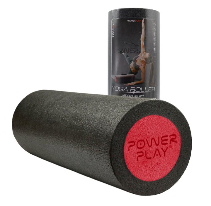 Масажний ролик (роллер) гладкий PowerPlay 4021 Fitness Roller Чорно-червоний (30x15см.) - Зображення 2