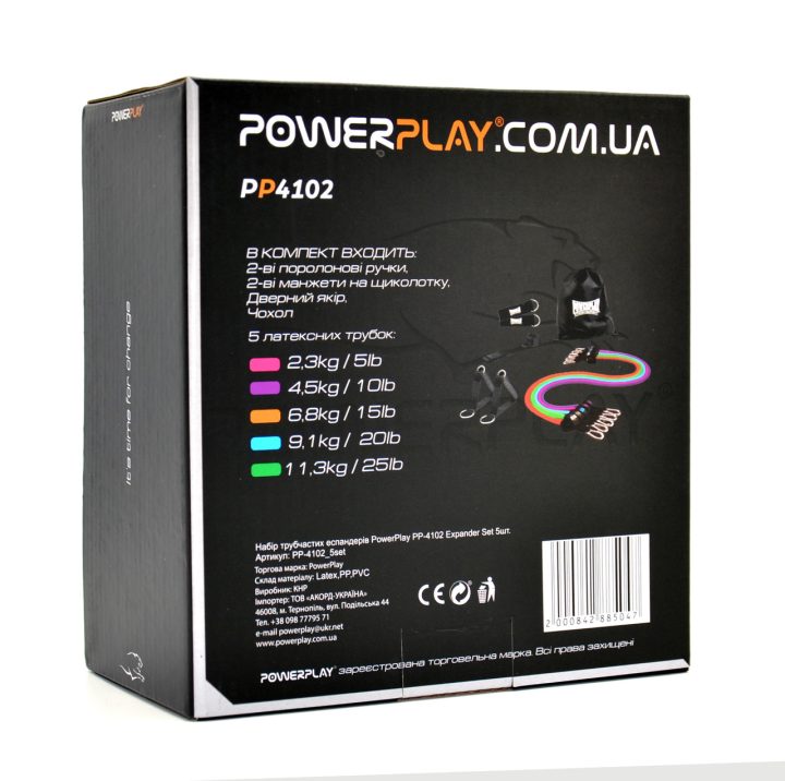 Набір трубчастих еспандерів PowerPlay PP-4102 Expander Set 5шт. (до 35 кг.) - Зображення 10