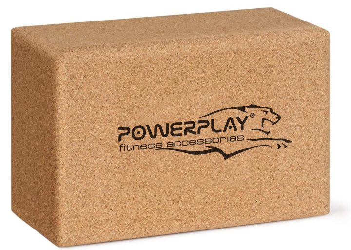 Блоки для йоги 2шт. PowerPlay PP_4006 з пробкового дерева Cork Yoga Block (пара) + резинка 7.5кг супротив - Зображення 3