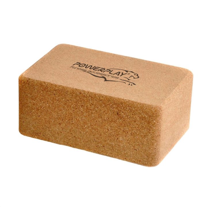 Блоки для йоги 2шт. PowerPlay PP_4006 з пробкового дерева Cork Yoga Block (пара) + резинка 7.5кг супротив - Зображення 4