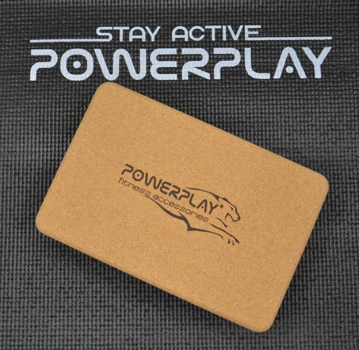 Блоки для йоги 2шт. PowerPlay PP_4006 з пробкового дерева Cork Yoga Block (пара) + резинка 7.5кг супротив - Зображення 5