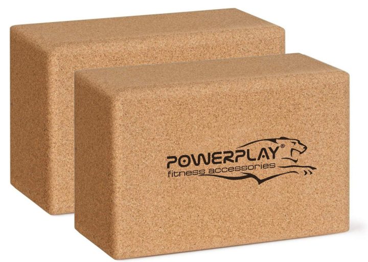Блоки для йоги 2шт. PowerPlay PP_4006 з пробкового дерева Cork Yoga Block (пара) + резинка 7.5кг супротив - Зображення 2