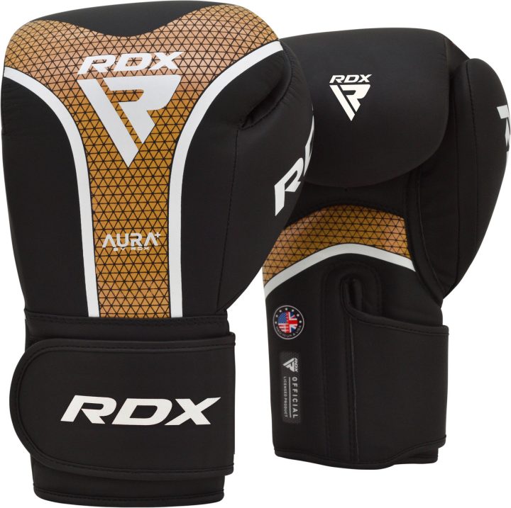 Боксерські рукавиці RDX AURA PLUS T-17 Black Golden 16 унцій (капа в комплекті) - Зображення 2