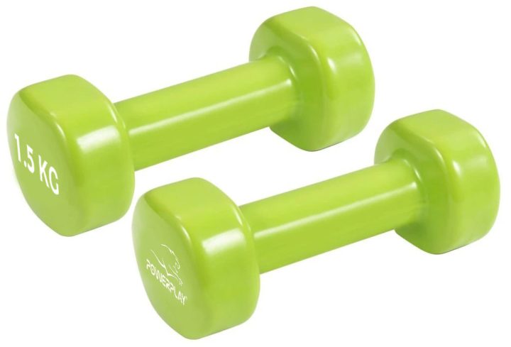 Гантелі вінілові PowerPlay 2 * 1,5 кг. PP_4103 Зелені (2шт. - пара) + Резинка для фітнесу 7,5кг - Зображення 6
