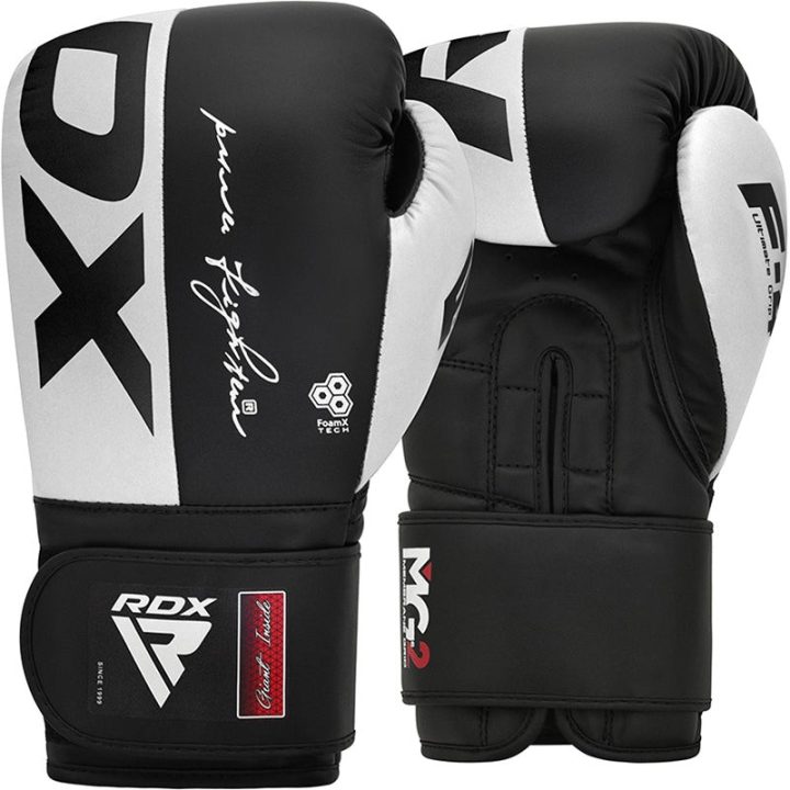 Боксерські рукавиці RDX F4 Boxing Sparring Gloves Hook&Loop WHITE/BLACK 14 унцій (капа у комплекті) - Зображення 2