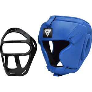 Боксерський шолом RDX T1 Grill Full Blue XL (капа в комплекті) - Зображення 5