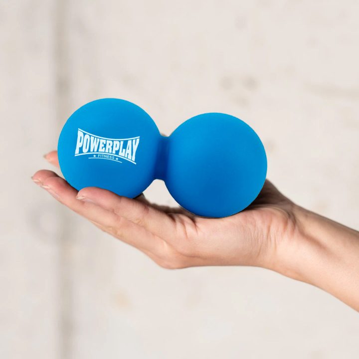 Масажний силіконовий подвійний м'яч PowerPlay PP-4355 Silicone Lacrosse Peanut Ball (6.3*12.6см.) Синій - Зображення 3
