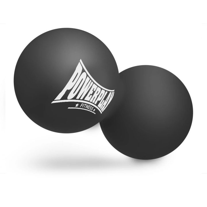 Масажний силіконовий подвійний м'яч PowerPlay PP-4355 Silicone Lacrosse Peanut Ball (6.3*12.6см.) Чорний - Зображення 2